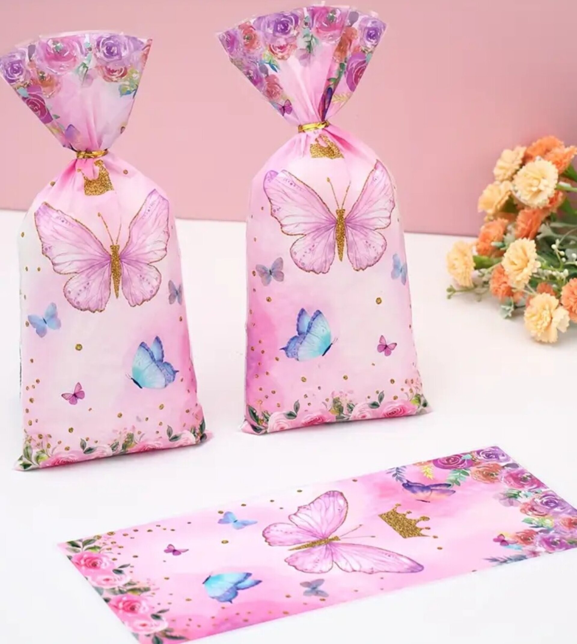 Bolsa Redonda Mariposa Rosa 125x27 - 2