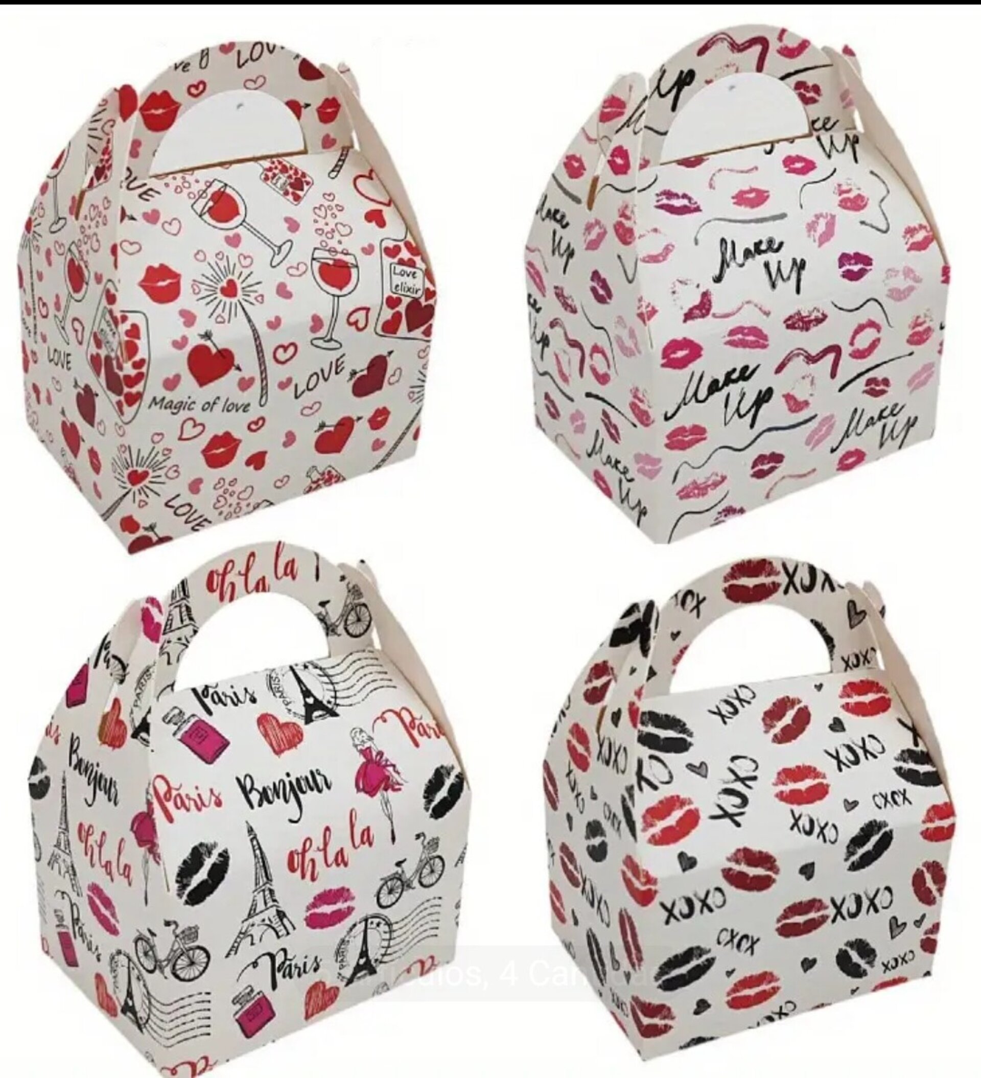 Caja Para Regalos 8x6x5 Corazones - 4