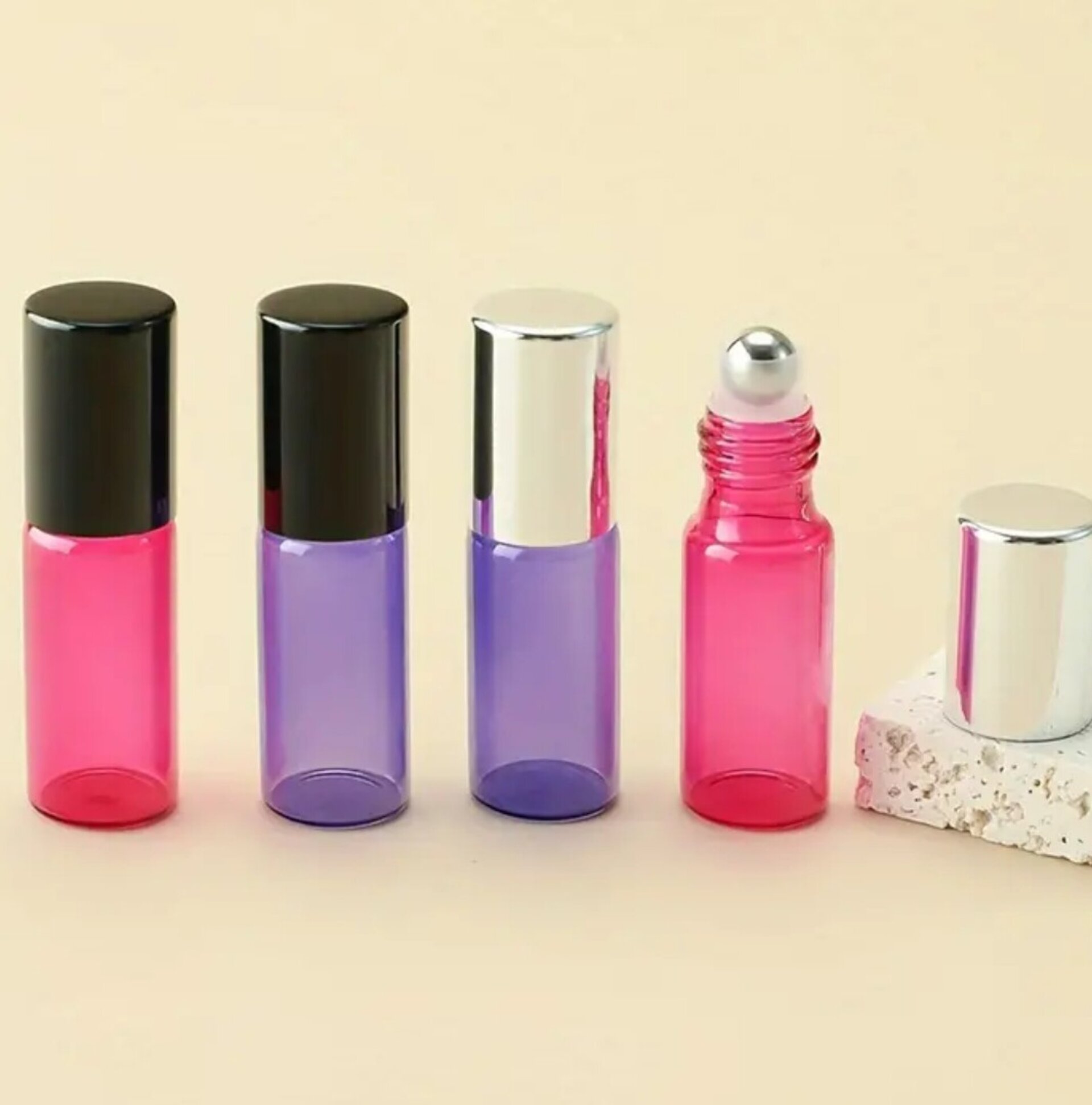 Envase Perfume 5mll Cristal Rosado con bola - 4