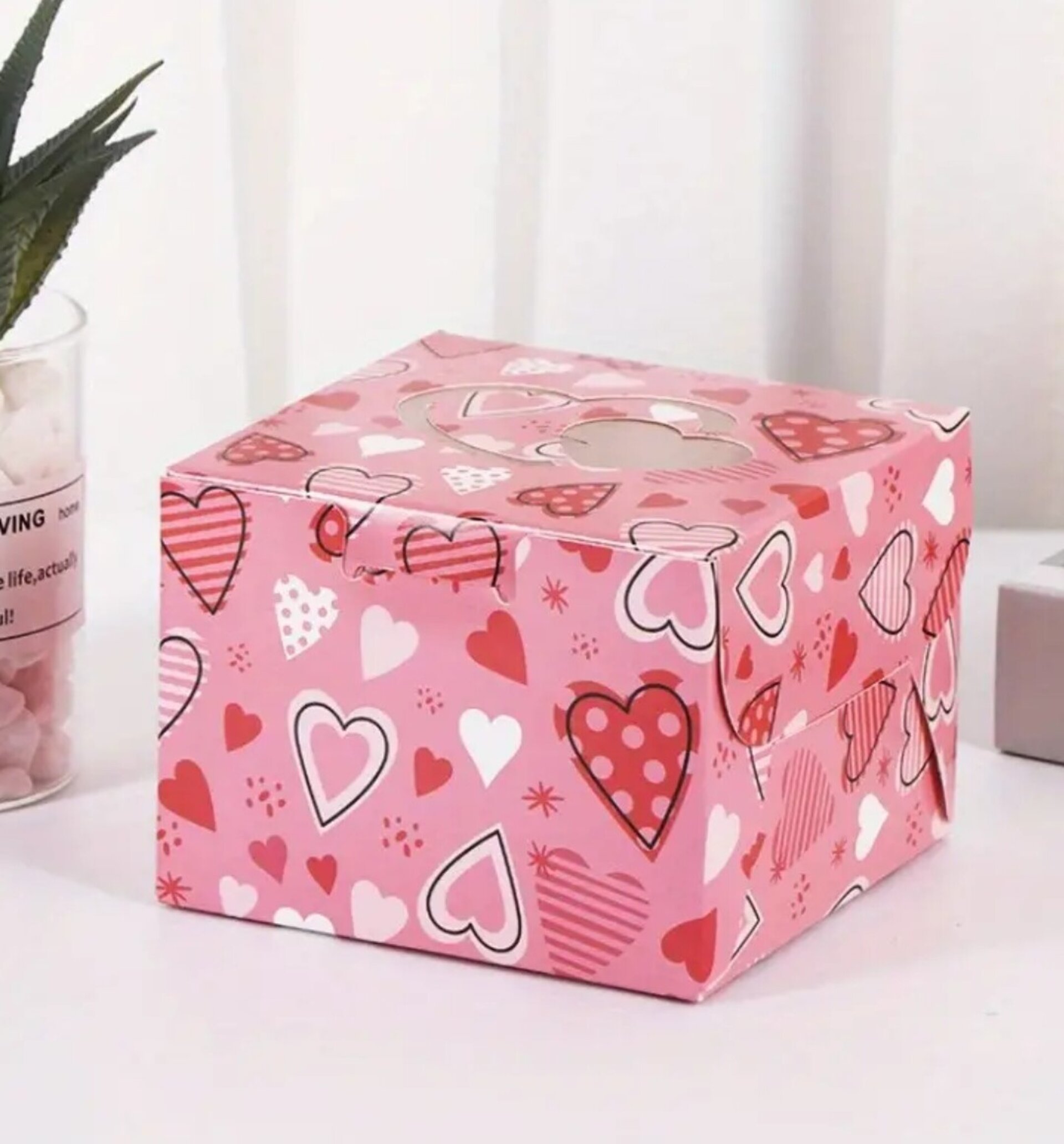 Caja Para Regalos Corazón 10x10x10 Rosa - 4