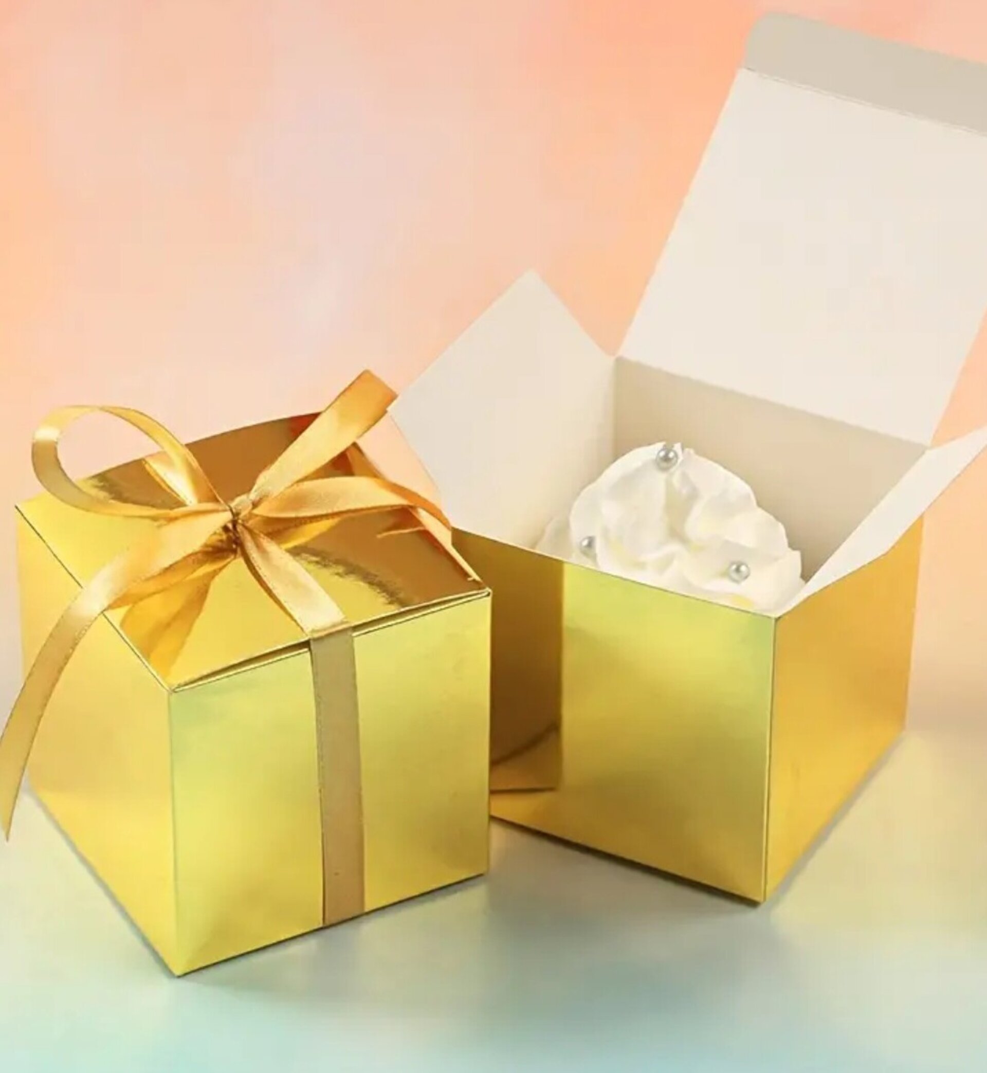 Caja Para Regalos Reflejo 5x5x5 Dorada - 7