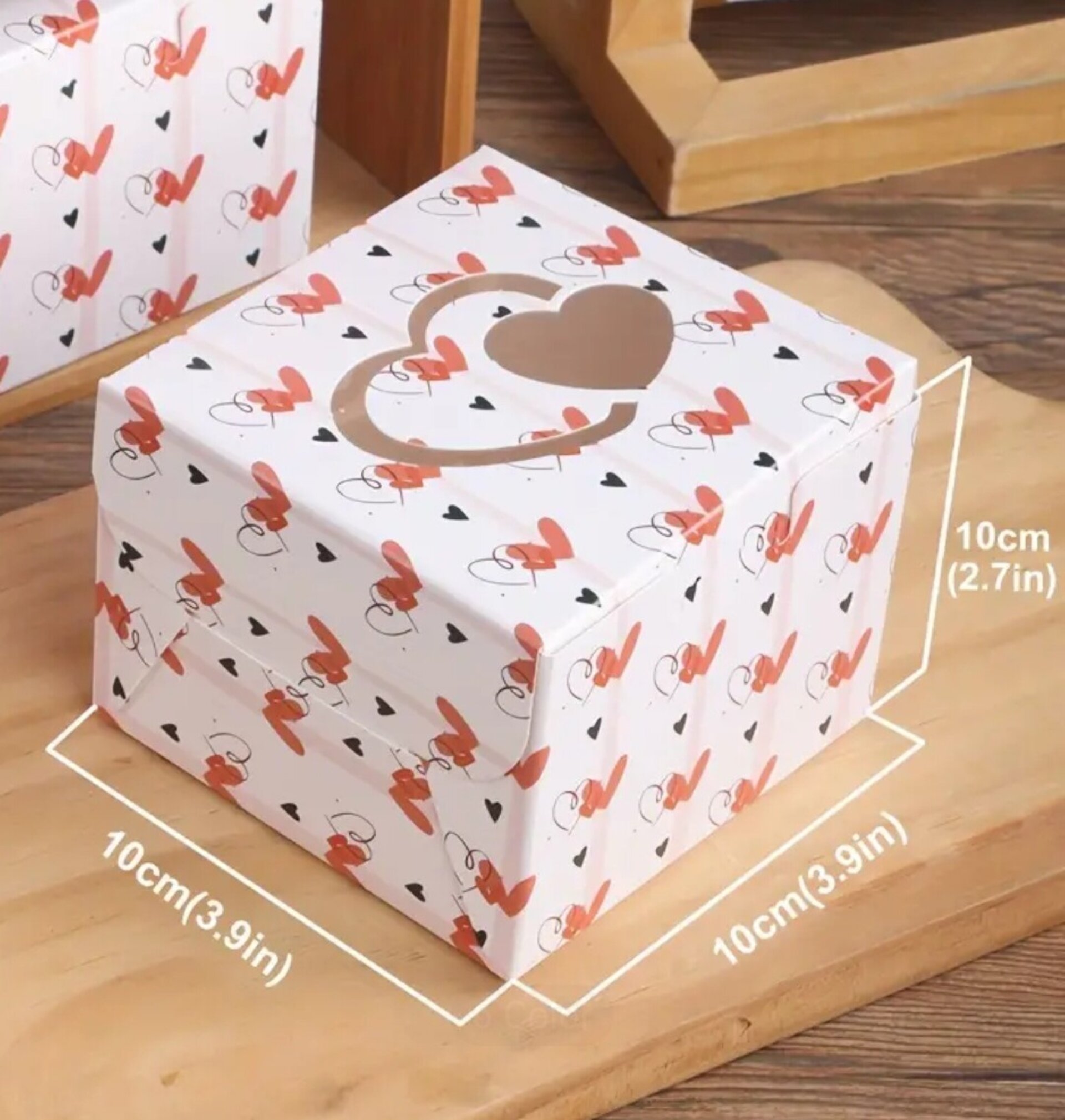Caja Para Regalos Corazón 10x10x10 Hueso - 7