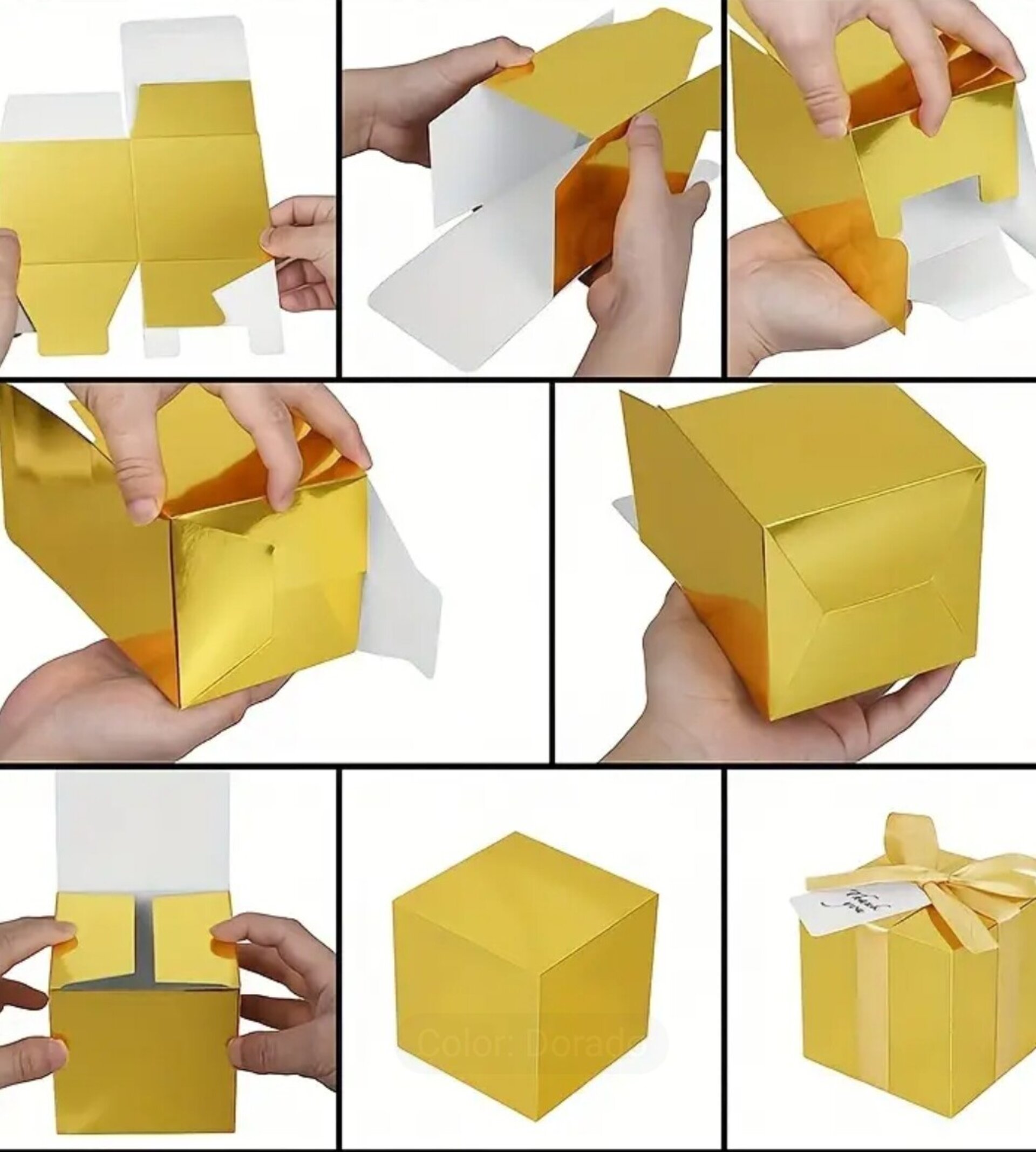 Caja Para Regalos Reflejo 5x5x5 Dorada - 3