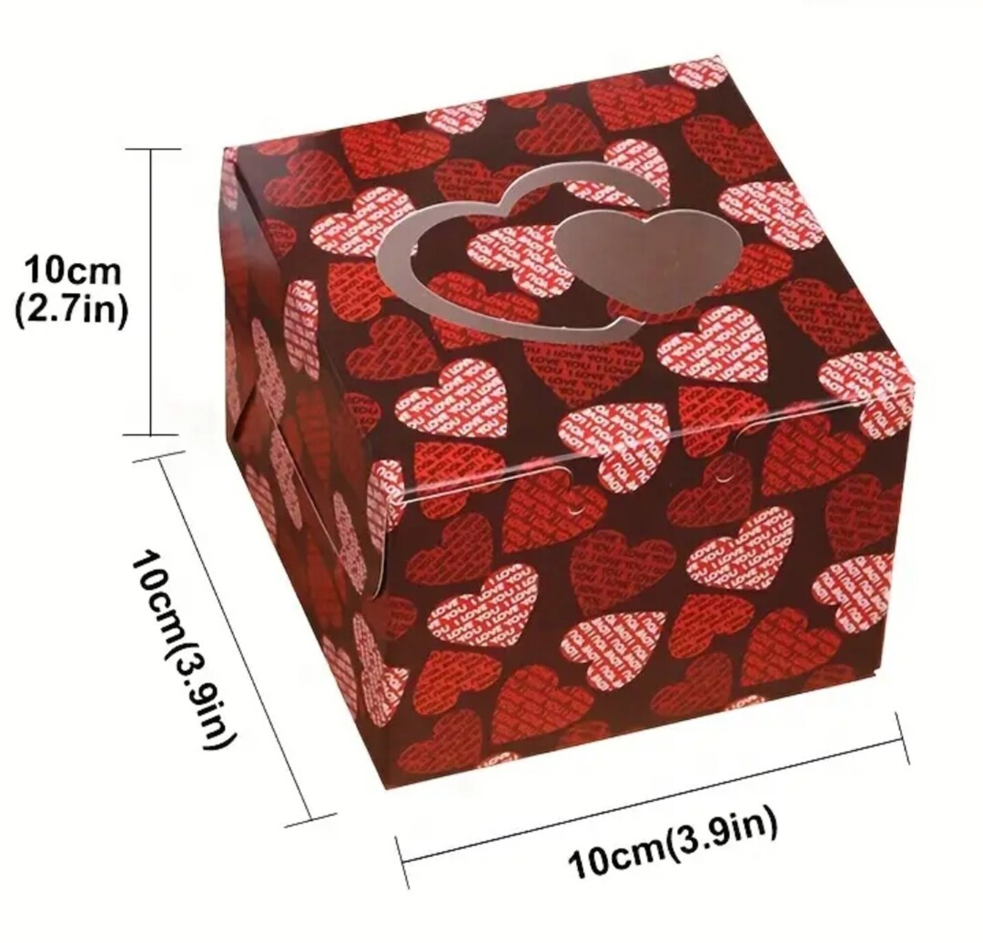 Caja Para Regalos Corazón 10x10x10 Rojo - 1
