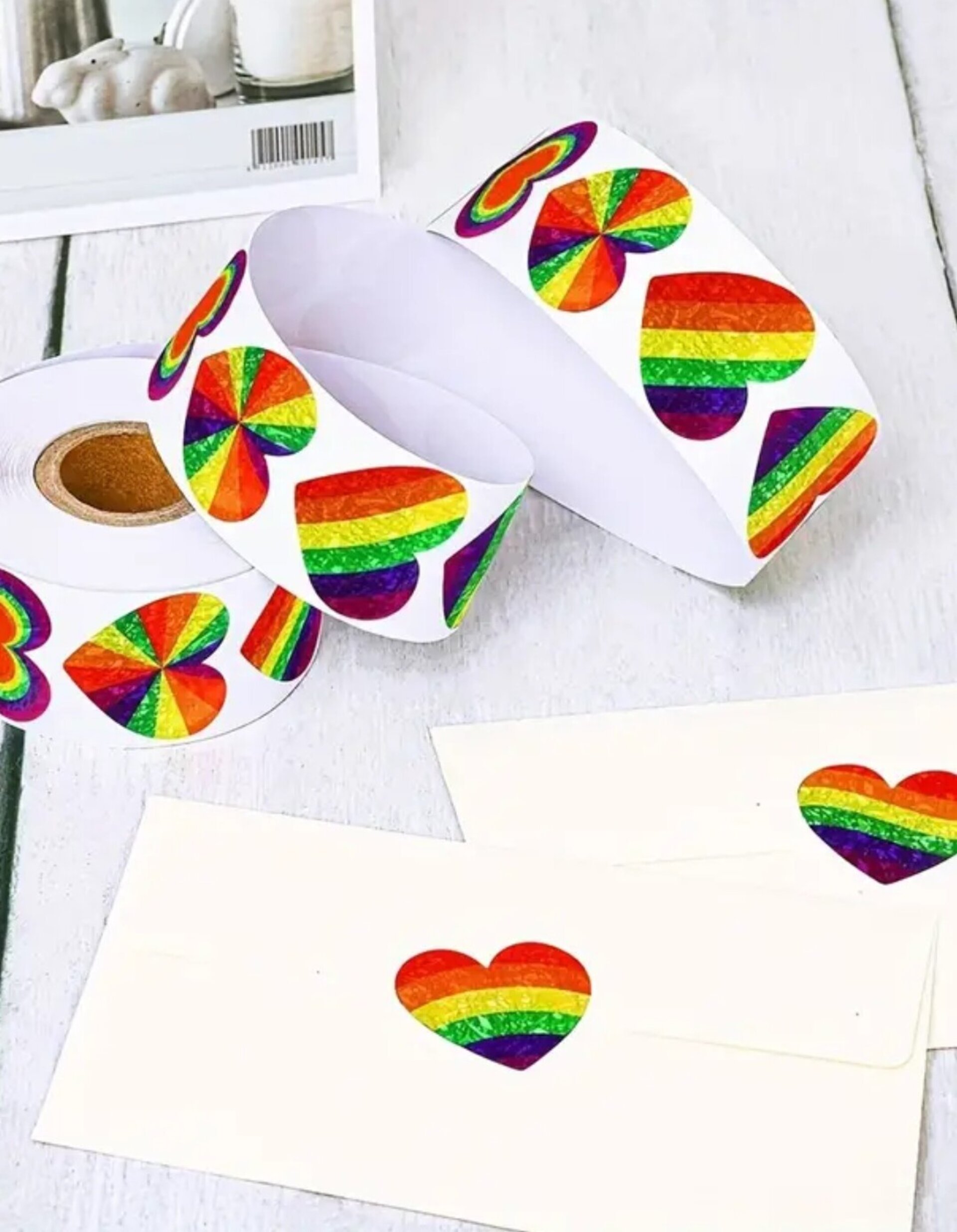 Pegatinas Premium 10 Unidades Corazón Arcoiris - 6