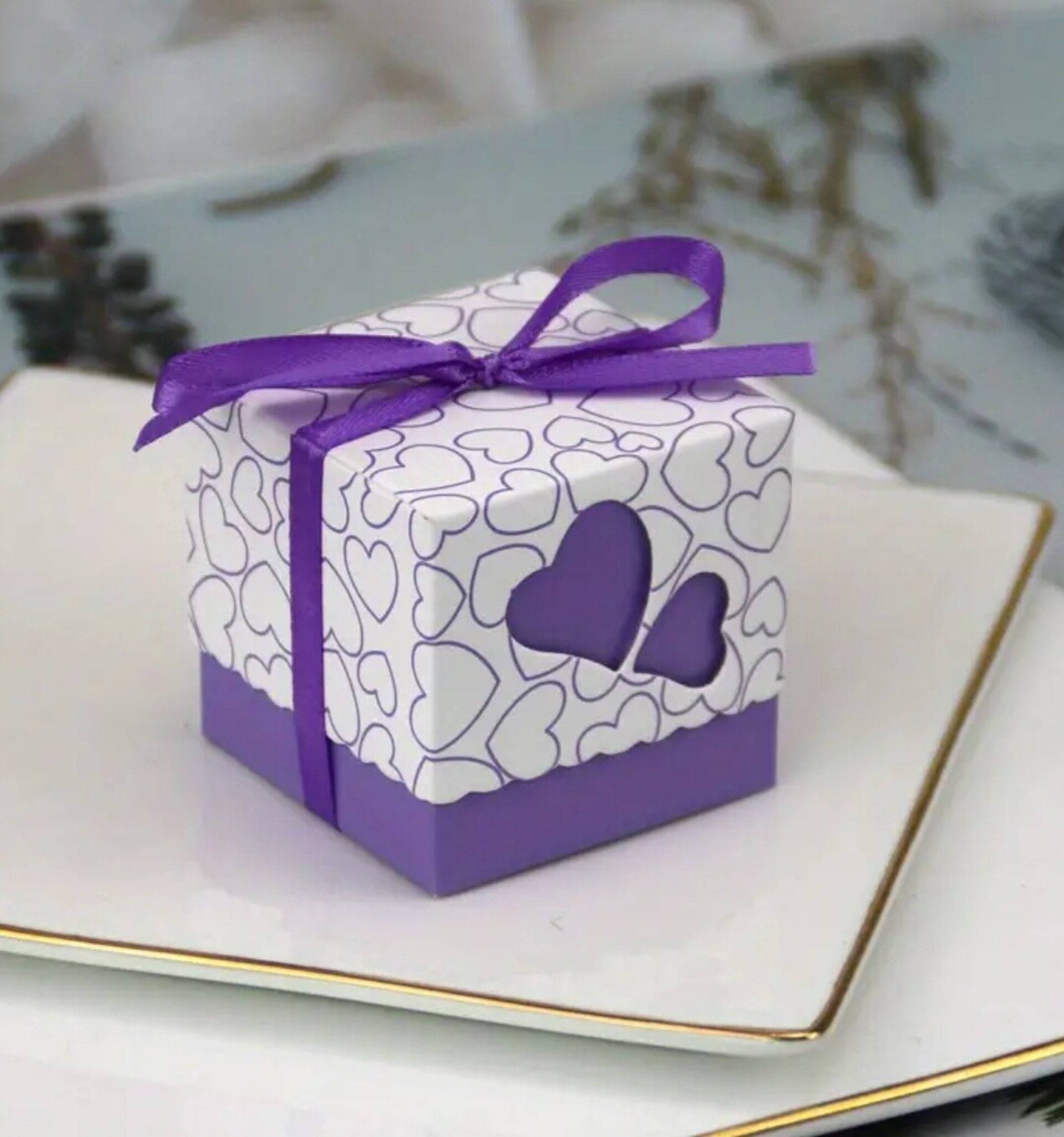 Caja Para Regalos Corazon 52x52x50 Purpura - 5