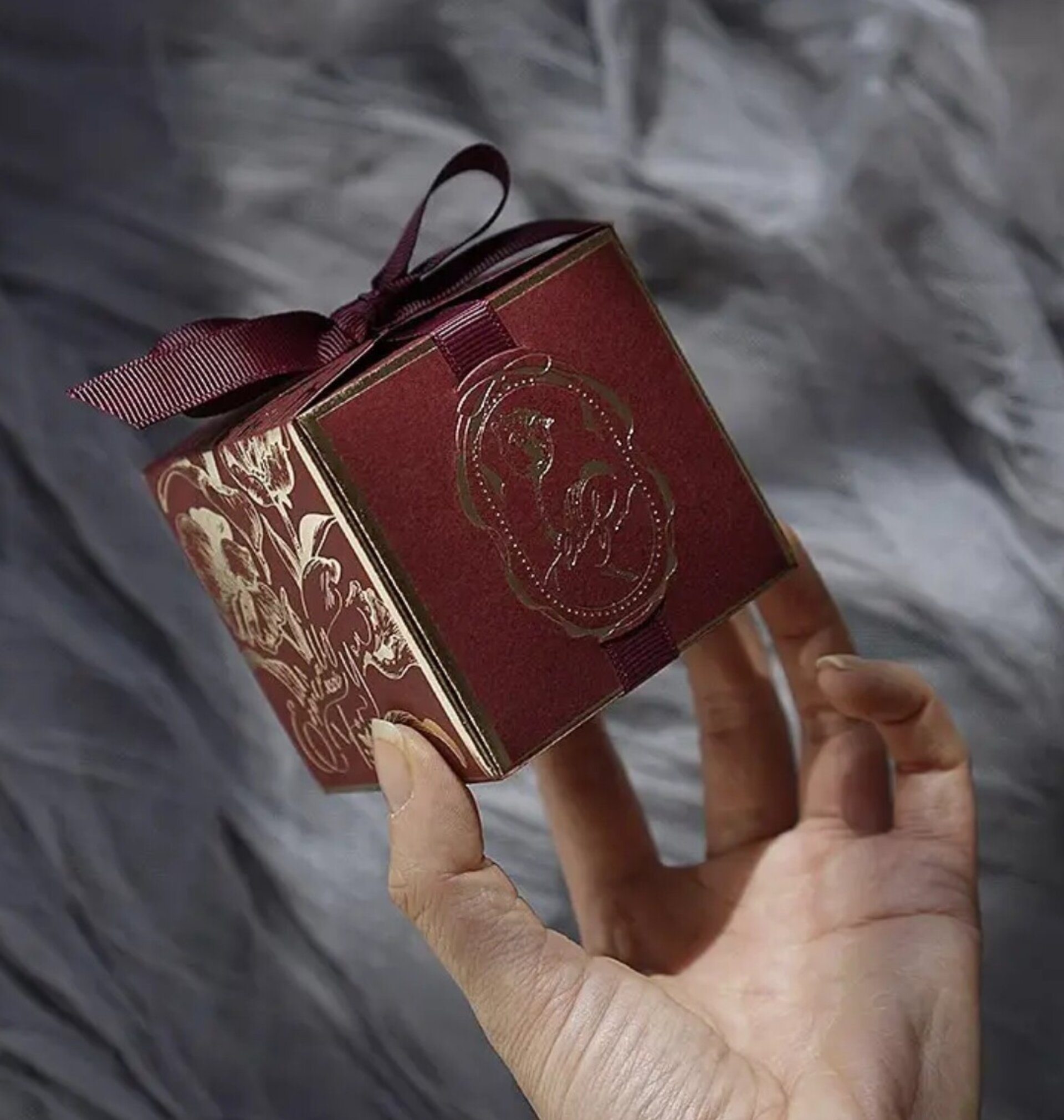 Caja Para Regalos 7x7x7 Borgoña - 5