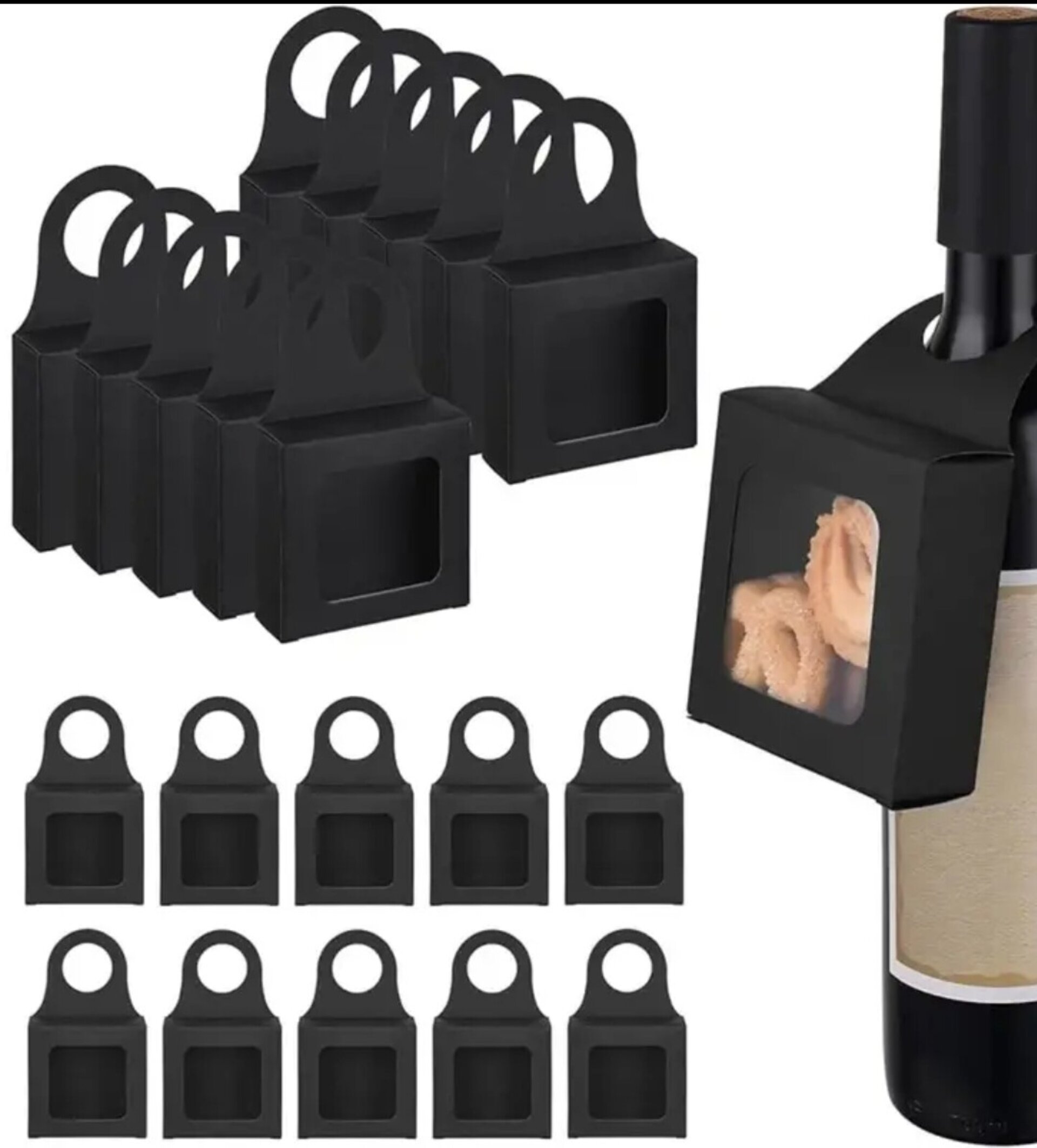 Caja Para Regalos Colgante 9x9x3 Negra - 4