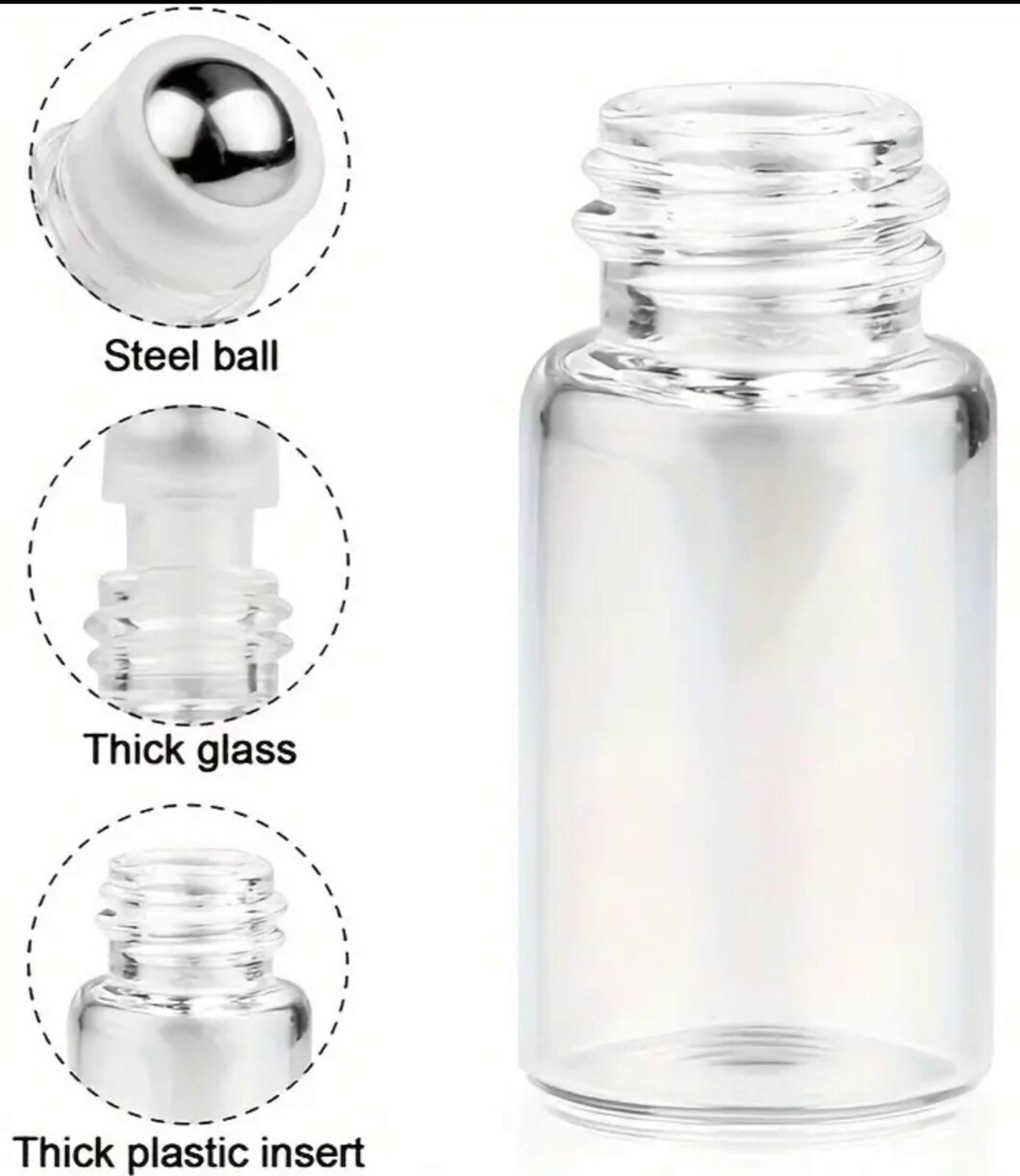 Envase Perfume 3ml Cristal transparente con bola - 2