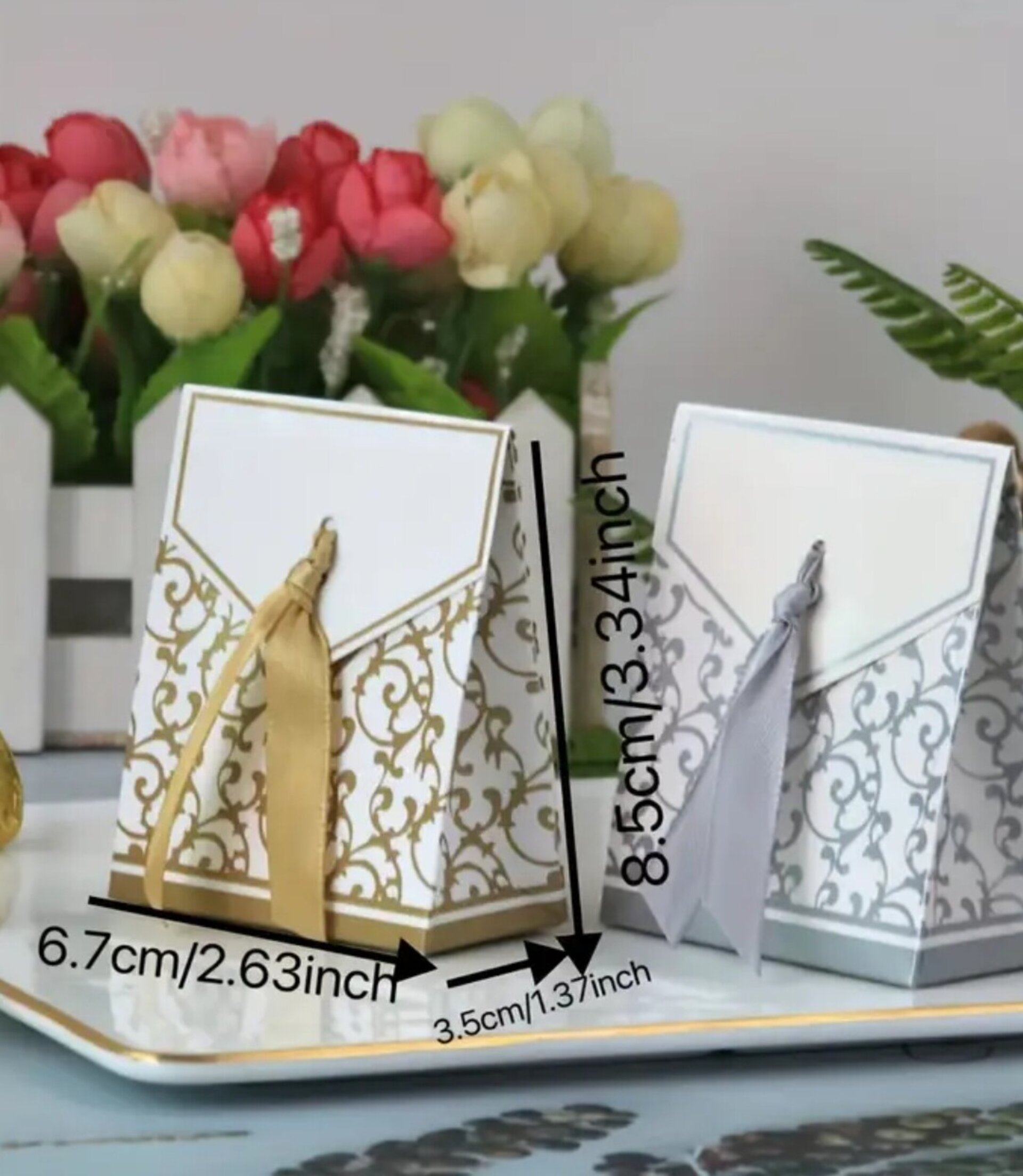 Bolsas Para Regalo Elegante Plata 8x7x4 - 3