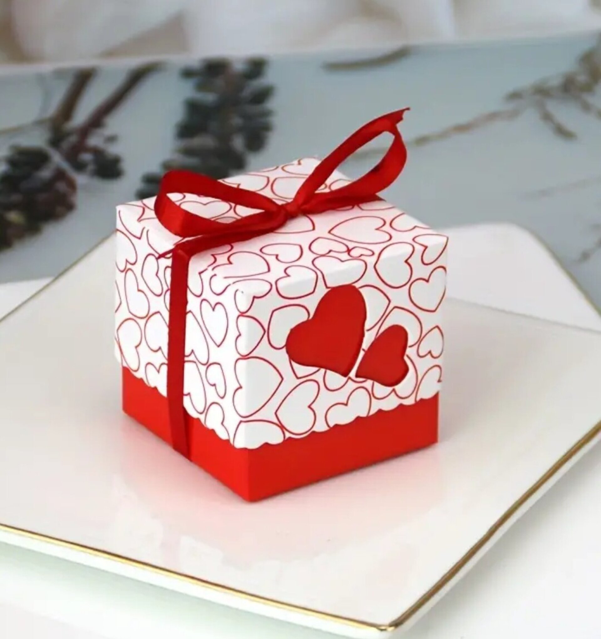 Caja Para Regalos Corazon 52x52x50 Rojo - 6