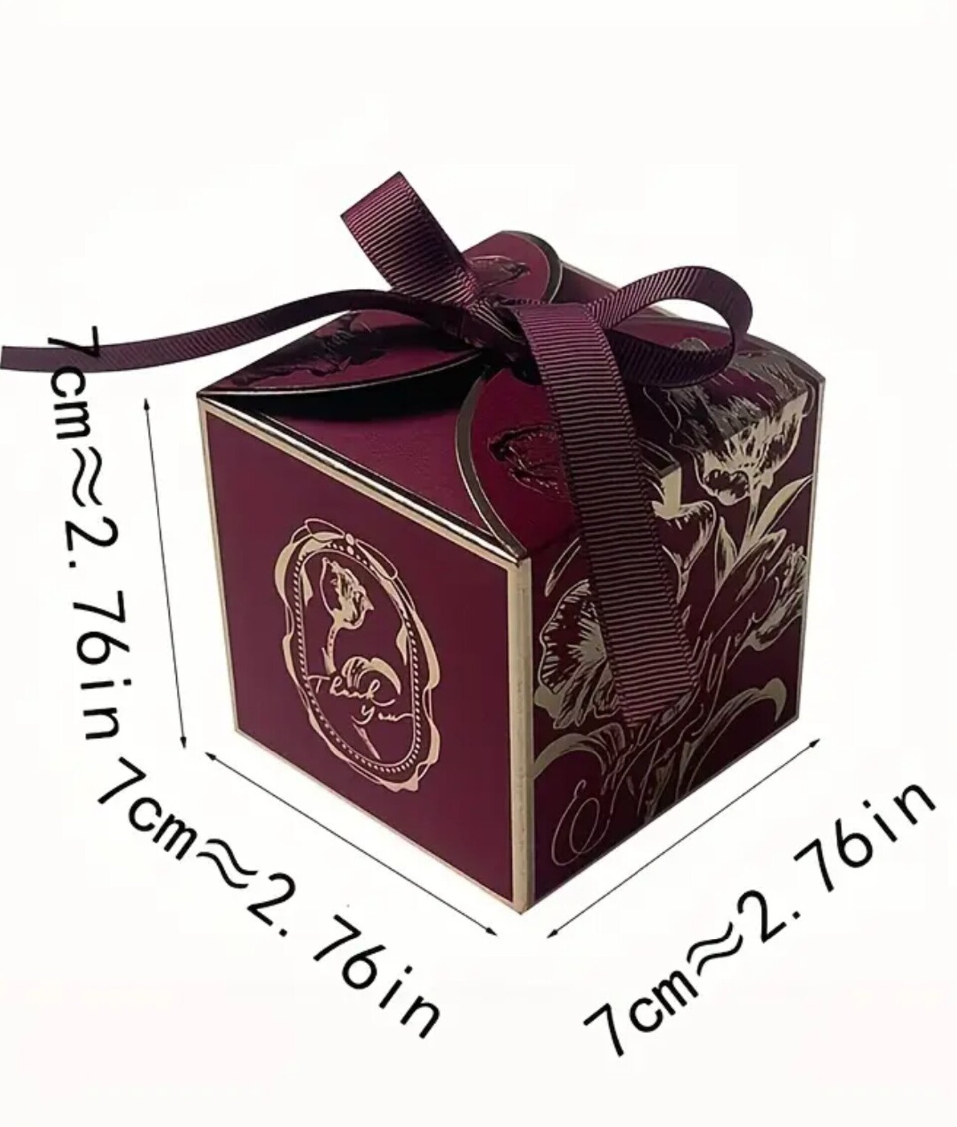 Caja Para Regalos 7x7x7 Borgoña - 1