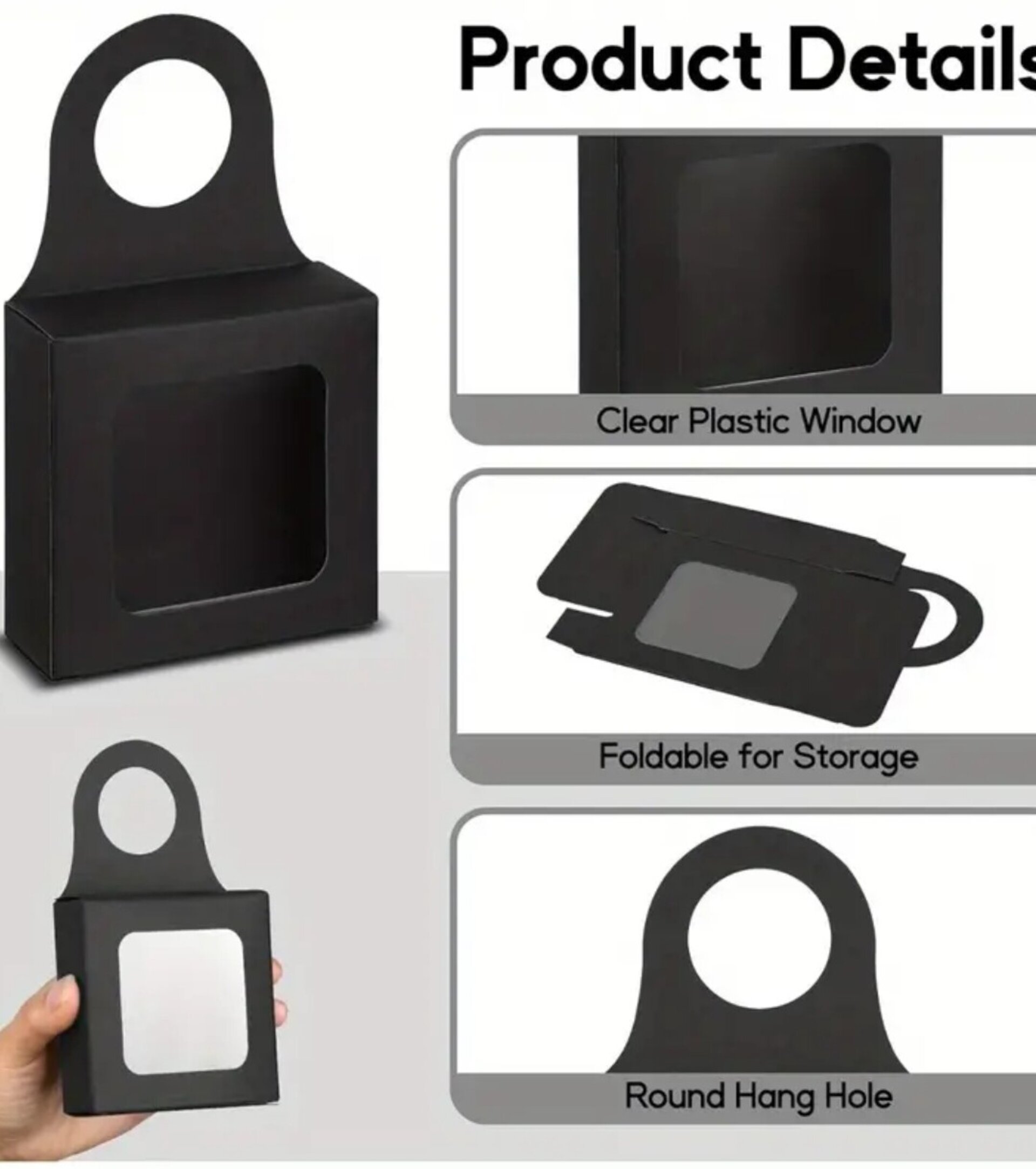 Caja Para Regalos Colgante 9x9x3 Negra - 2