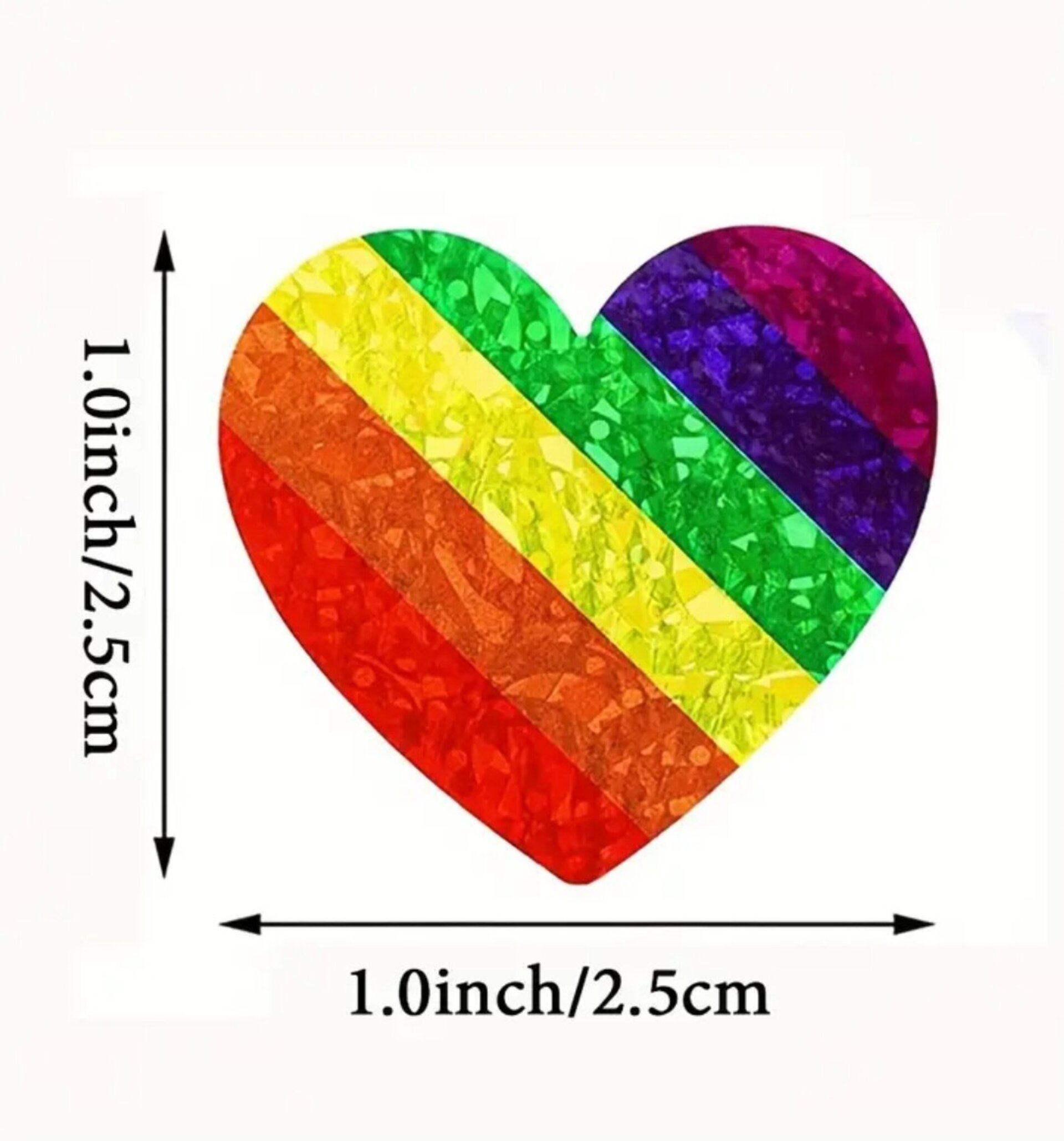 Pegatinas Premium 10 Unidades Corazón Arcoiris - 3