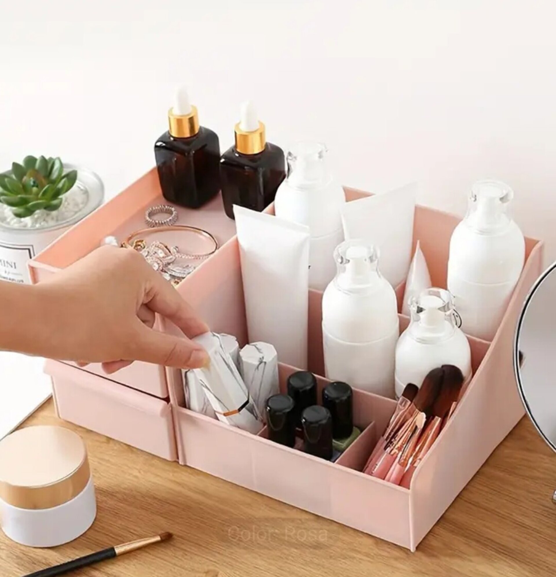 Organizador Doble Con Cajones  Rosa - 5