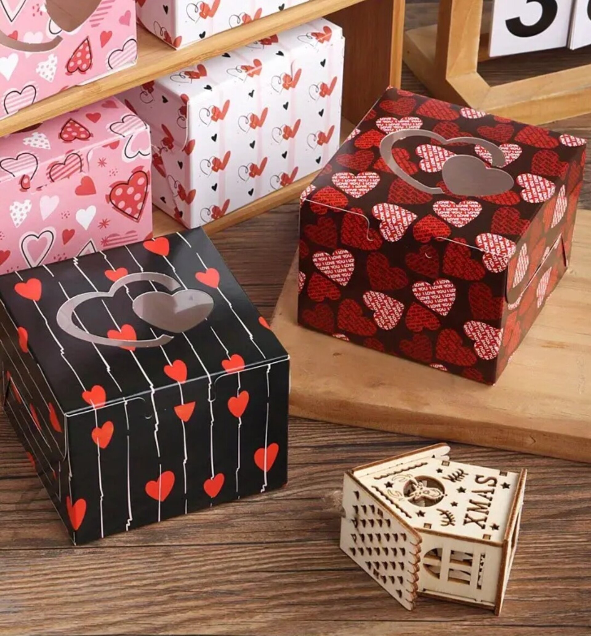 Caja Para Regalos Corazón 10x10x10 Negra - 5