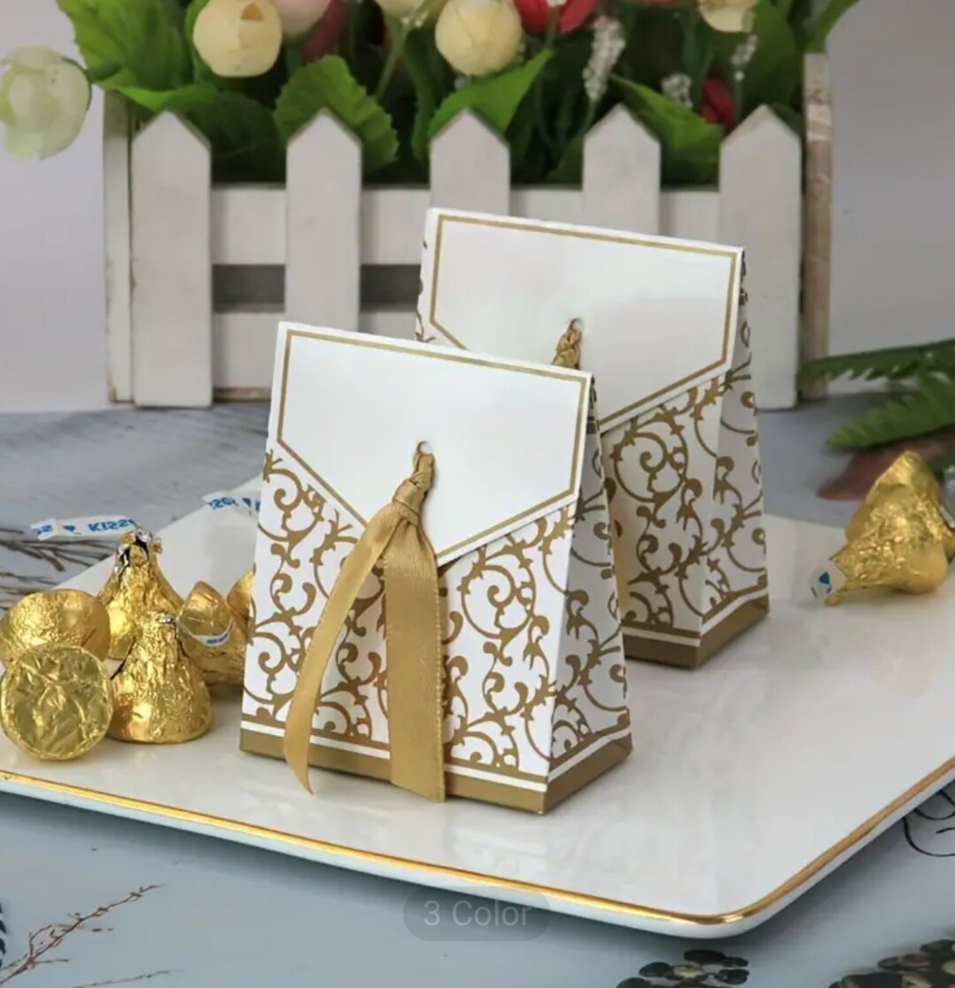 Bolsas Para Regalo Elegante Oro 8x7x4 - 2