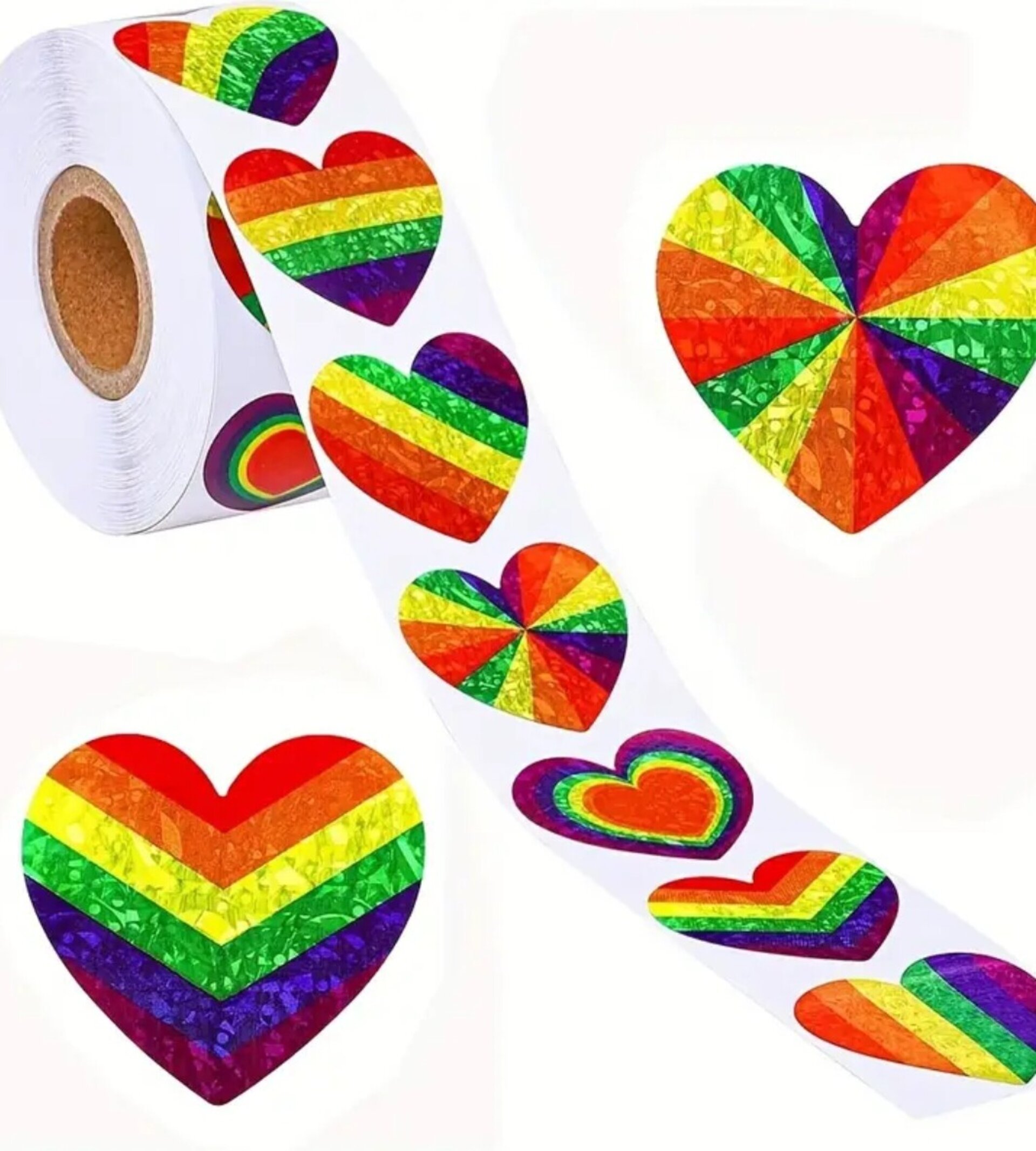 Pegatinas Premium 10 Unidades Corazón Arcoiris - 1