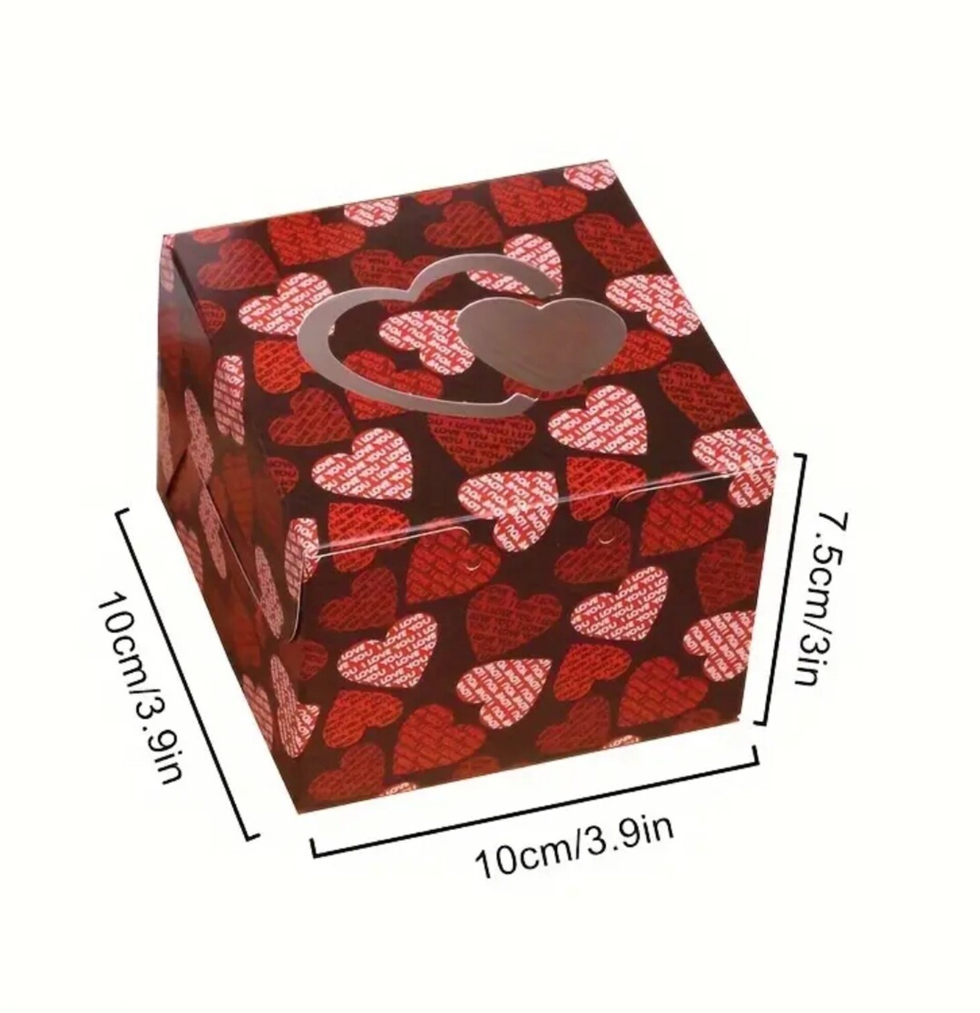 Caja Para Regalos Corazón 10x10x10 Rojo - 6