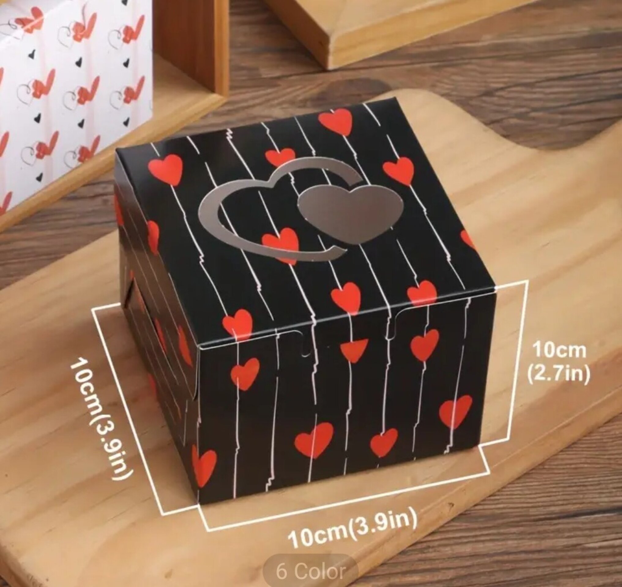 Caja Para Regalos Corazón 10x10x10 Negra - 6