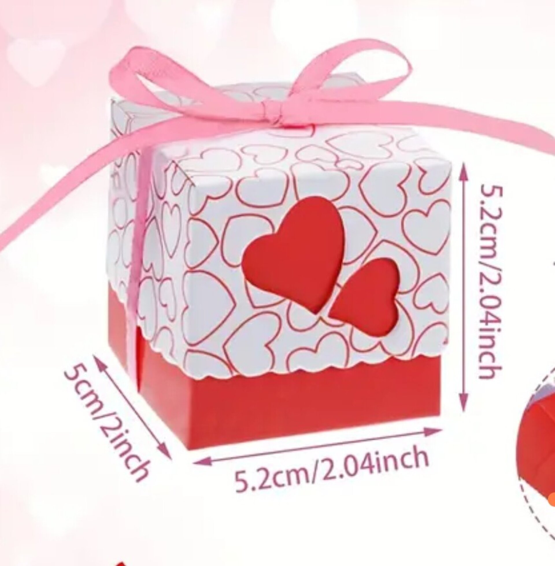 Caja Para Regalos Corazon 52x52x50 Rosa - 4