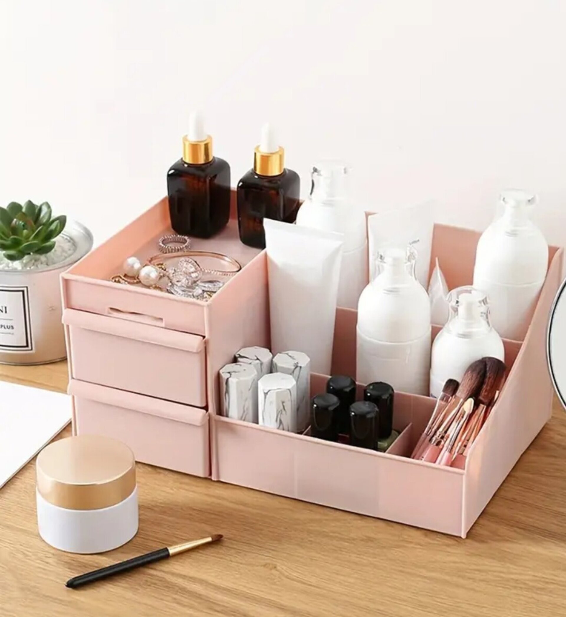 Organizador Doble Con Cajones  Rosa - 2