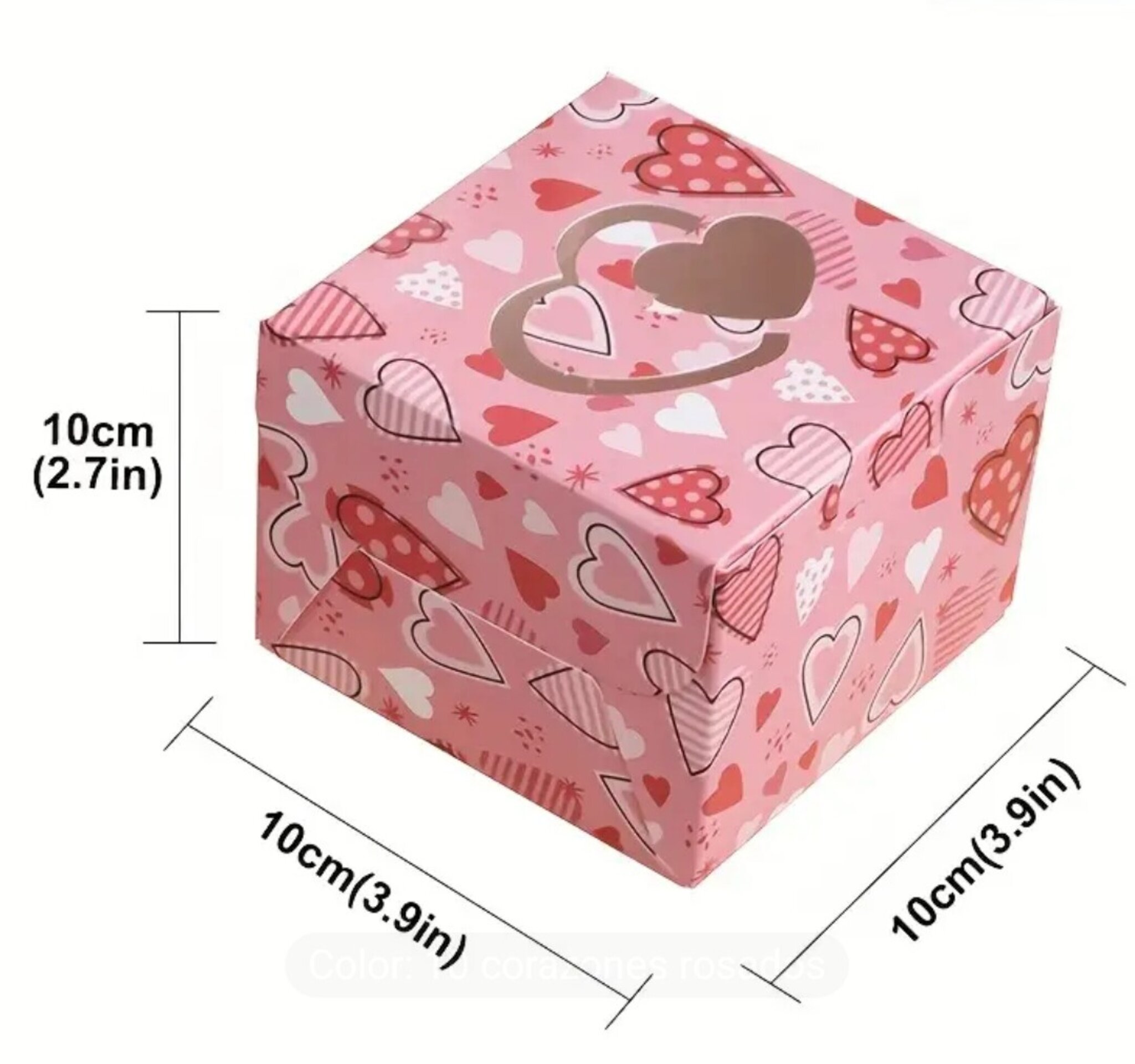 Caja Para Regalos Corazón 10x10x10 Rosa - 1
