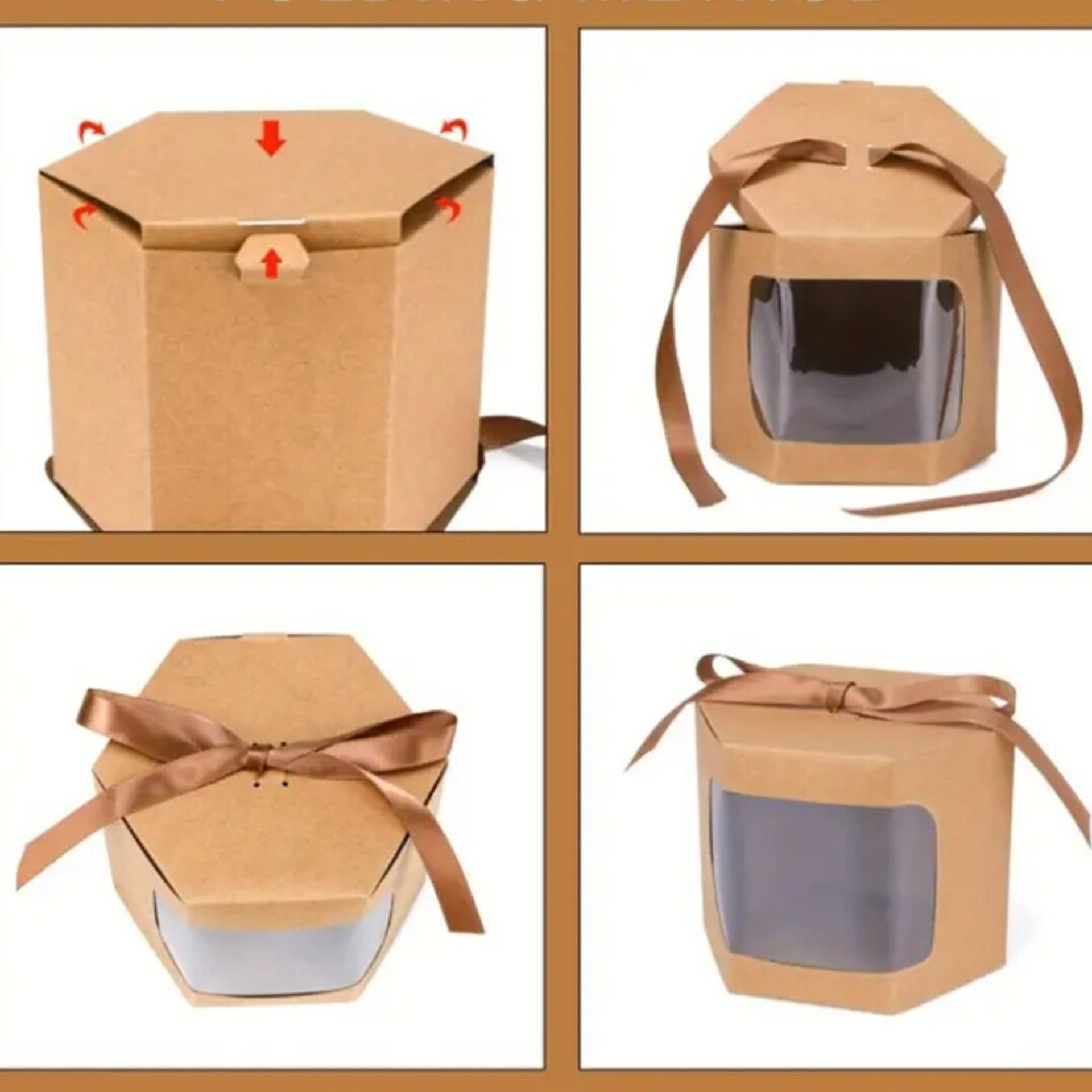 Caja Para Regalos Marron 10x10x10 - 3