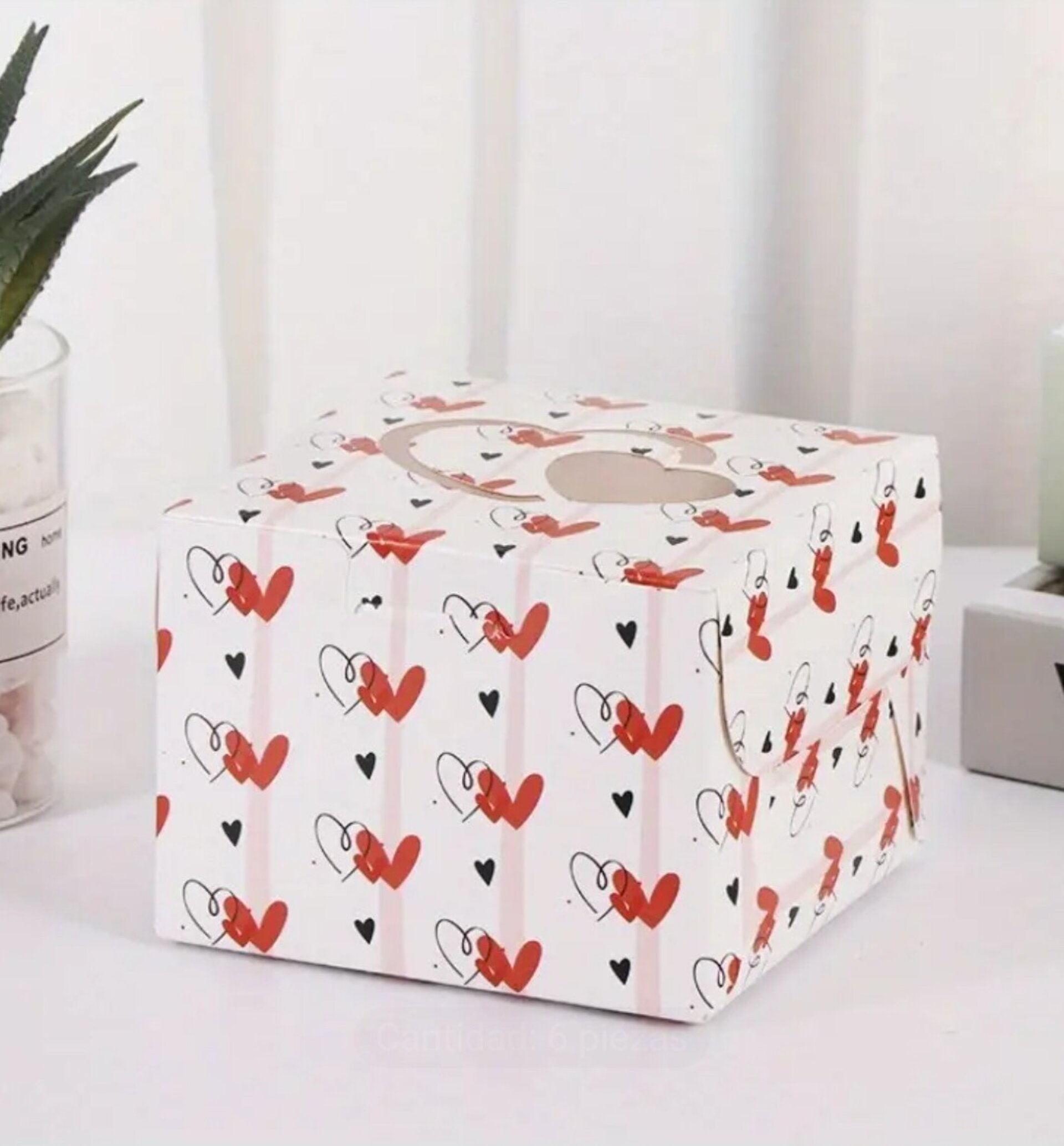 Caja Para Regalos Corazón 10x10x10 Hueso - 3