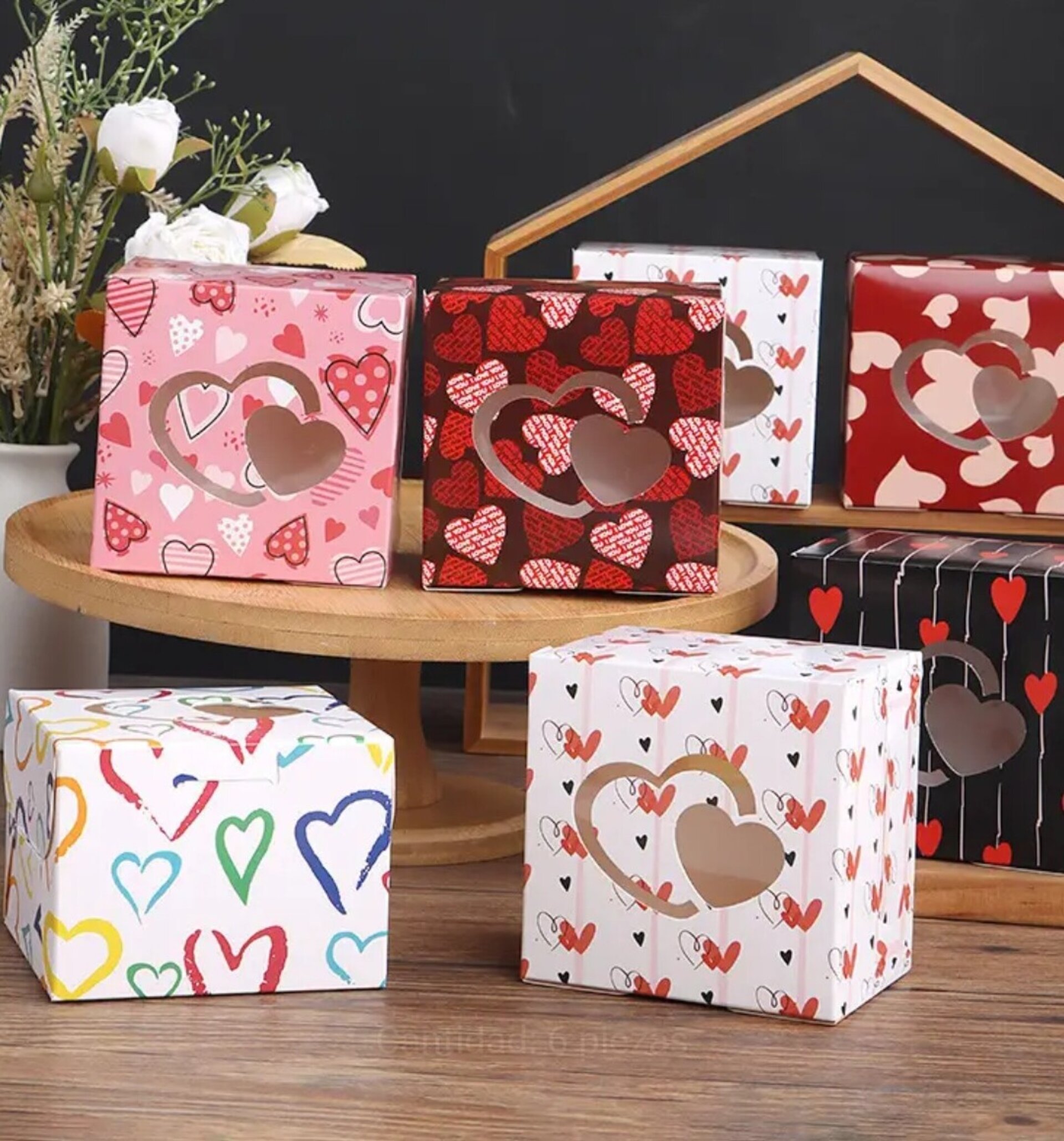 Caja Para Regalos Corazón 10x10x10 Rosa - 7