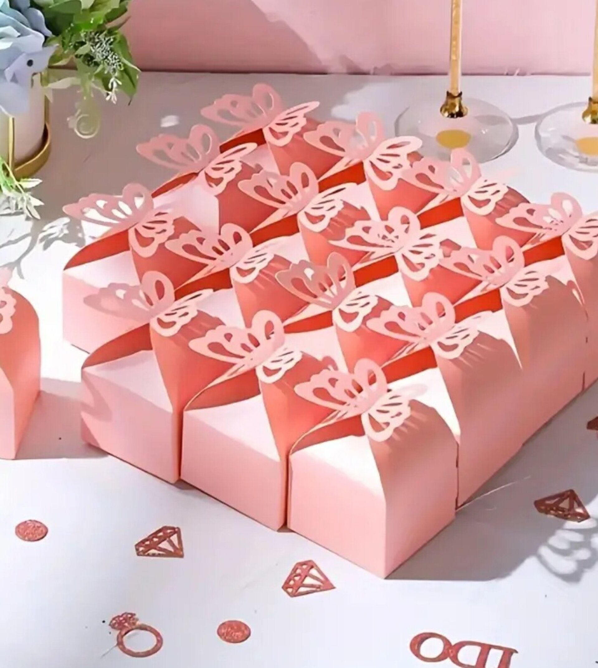 Caja Para Regalos Lazo 6x6x5 Rosa - 6