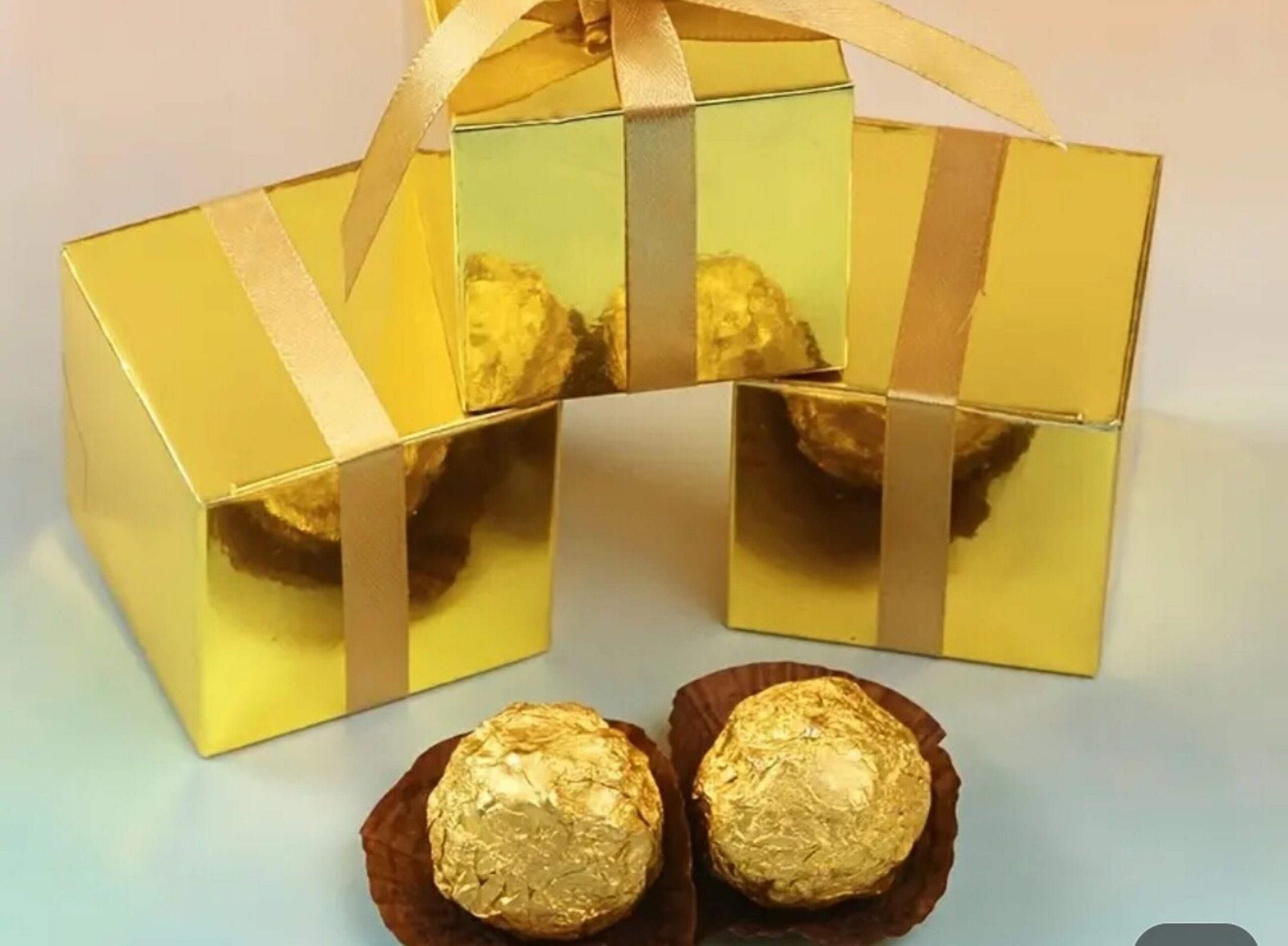 Caja Para Regalos Reflejo 5x5x5 Dorada - 6