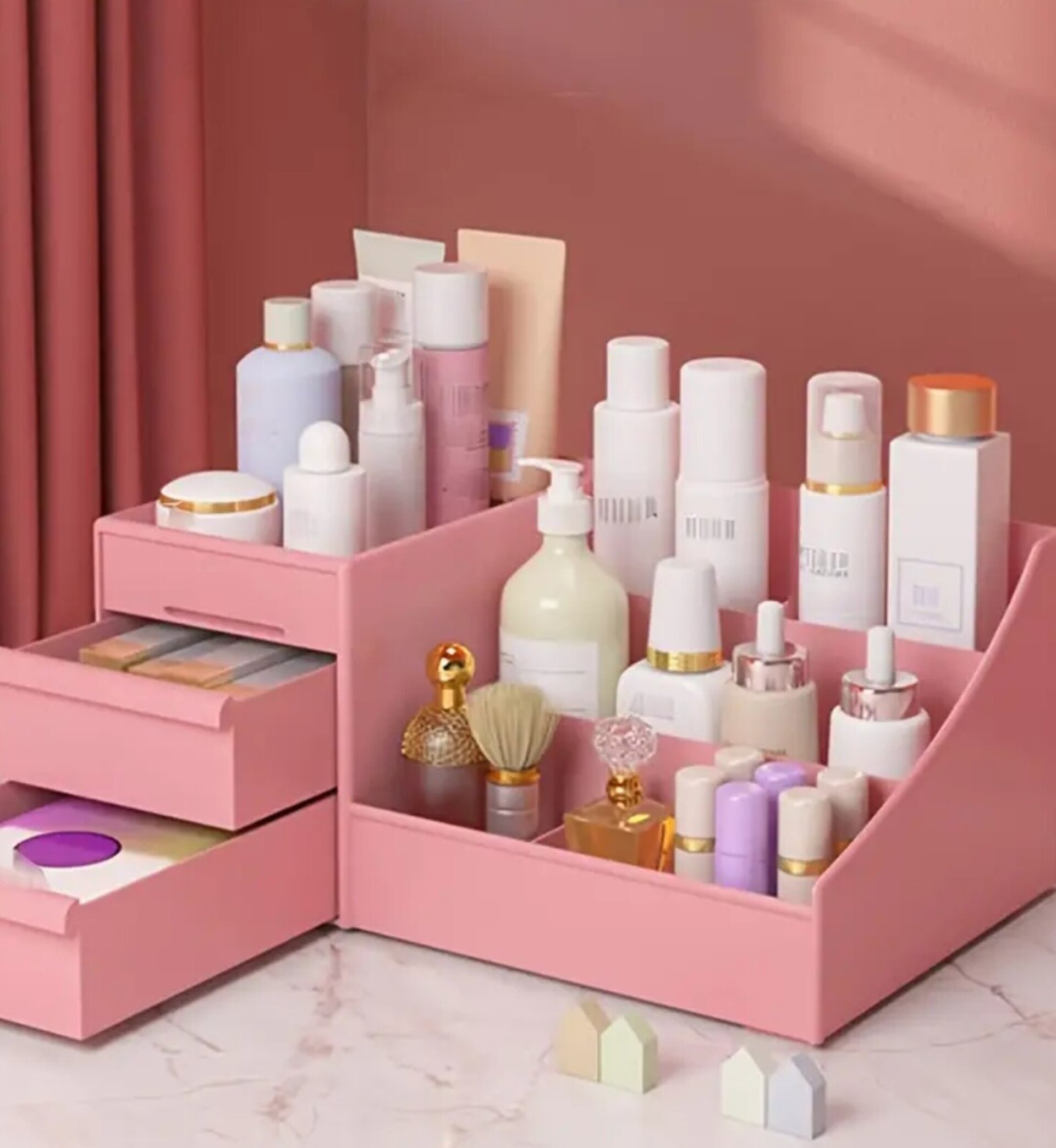 Organizador Doble Con Cajones  Rosa - 6