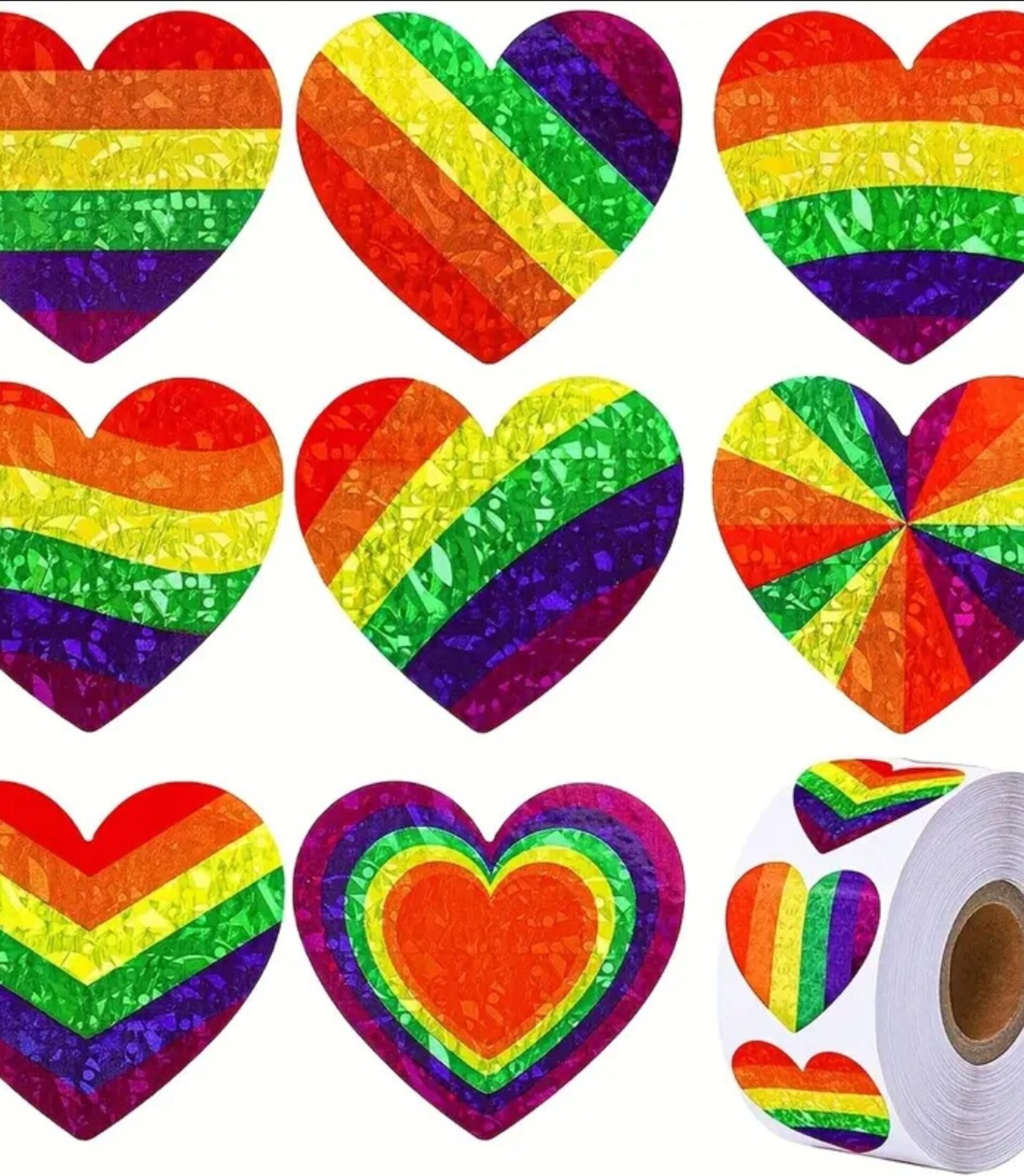 Pegatinas Premium 10 Unidades Corazón Arcoiris - 2