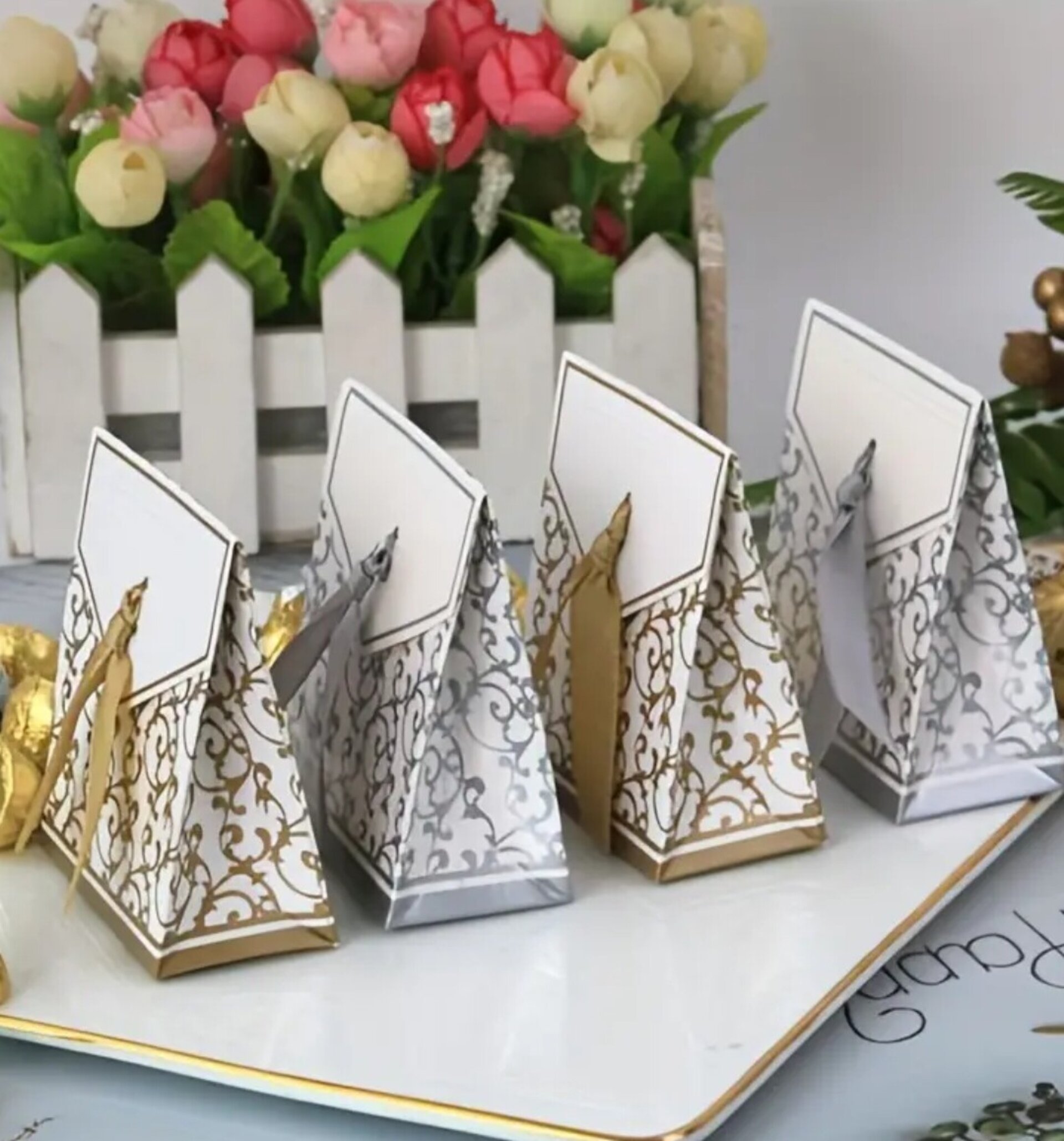 Bolsas Para Regalo Elegante Oro 8x7x4 - 5