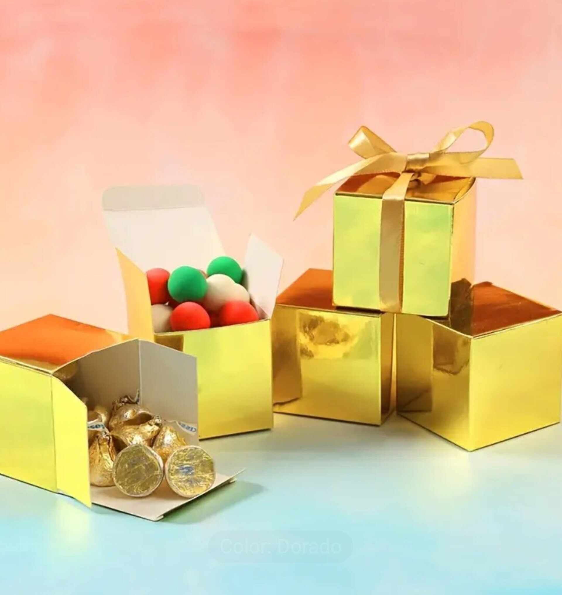 Caja Para Regalos Reflejo 5x5x5 Dorada - 2