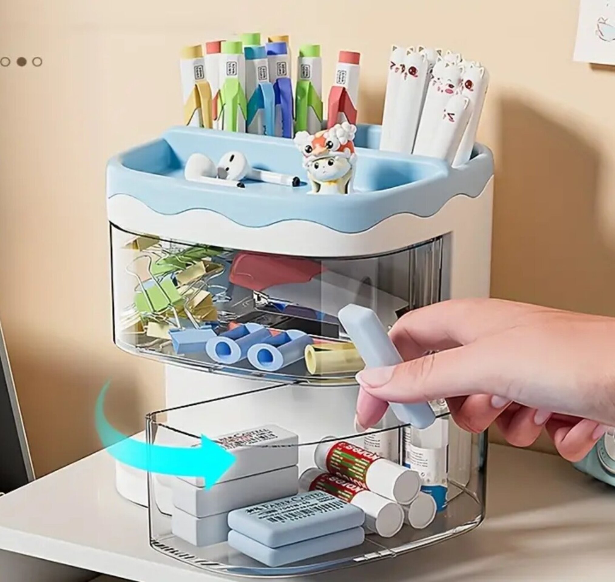 Organizador Deluxe Con Cajones  Azul - 4